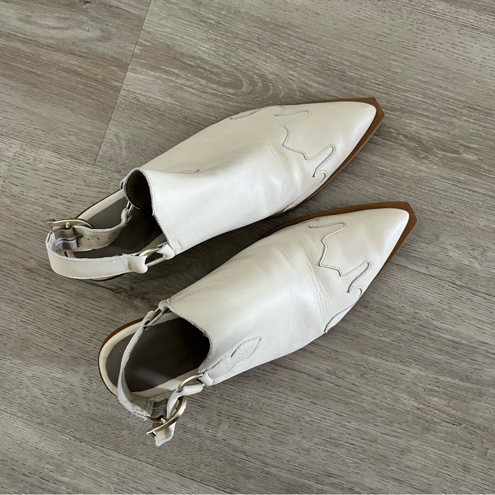 All Saints Cream Leather Slingback Mules - Picture 2 of 9